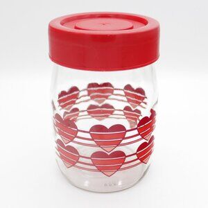 Vintage Carlton Glass 1 Liter Valentine Hearts Jar with Lid